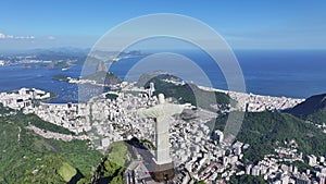 Famous Christ The Redeemer In Downtown Rio De Janeiro Brazil.