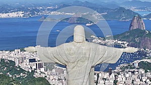 Famous Christ The Redeemer In Downtown Rio De Janeiro Brazil.