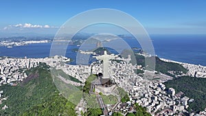 Famous Christ The Redeemer In Downtown Rio De Janeiro Brazil.