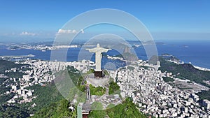 Famous Christ The Redeemer In Downtown Rio De Janeiro Brazil.