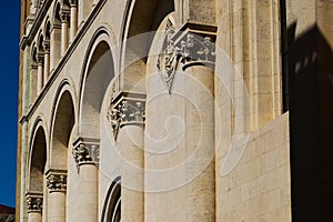 Famous church detail in Pecs, Hungary. neo roman style. architecture and travel concept