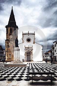 Church of Sao Joao Baptista in Praca da Republica, main square of Tomar, Portugal photo