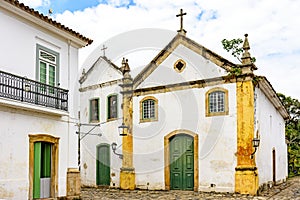 Famous churche facade in the ancient and historic city of Paraty photo