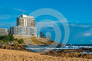 Famous city hotel on a hill by the sea in Salvador, Brazil