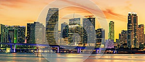 Famous cIty of Miami, summer sunset