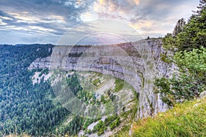 Famous cliff Creux du Van at Neuchatel, Switzerland, HDR