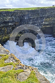 The famous cliff overlooking the sea at Downpatrick Head, Knockaun, Ballycastle, Co. Mayo, Ireland