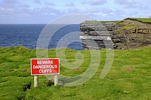 The famous cliff overlooking the sea at Downpatrick Head, Knockaun, Ballycastle, Co. Mayo, Ireland