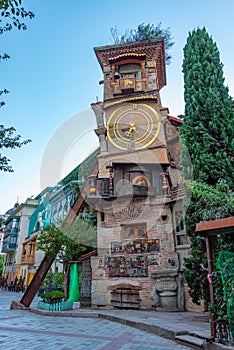 Famous clock tower in Georgian capital Tbilisi photo