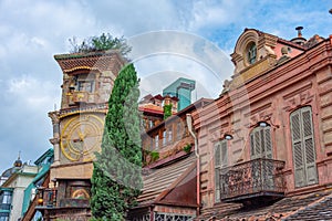 Famous clock tower in Georgian capital Tbilisi photo