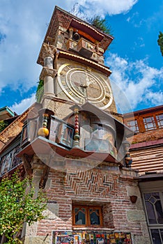 Famous clock tower in Georgian capital Tbilisi photo