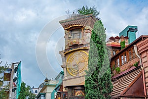 Famous clock tower in Georgian capital Tbilisi photo