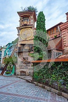 Famous clock tower in Georgian capital Tbilisi photo