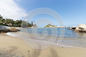 Famous Colombian Tayrona national park beach knowed as Cabo san Juan