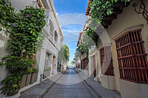 Famous colonial Cartagena Walled City Cuidad Amurrallada and its colorful buildings in historic city center, a designated UNESCO photo
