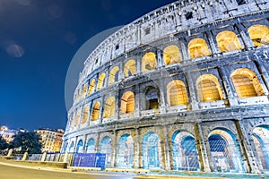 Famous colosseum during evening hours