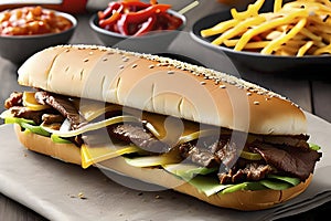 The famous and delicious cheesesteak sandwich