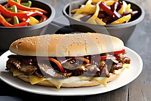 The famous and delicious cheesesteak sandwich