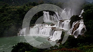 The famous Detian Waterfall close-up, Guangxi,