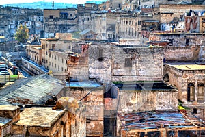 In the famous district of the tanners in the Kingdom City in Fes in Morocco