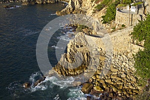 Famous diving cliff La Quebrada in Acapulco