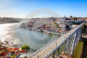 Famous Douro River with Dom Luis Bridge