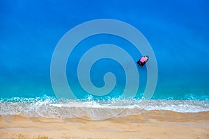Famous Egremnoi beach in Lefkada island, Greece photo