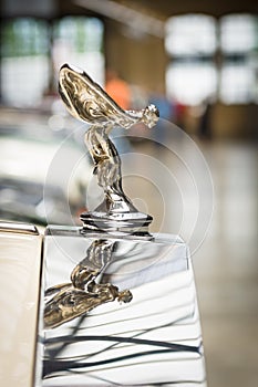 The famous emblem Spirit of Ecstasy on the Rolls-Royce Corniche IV