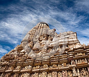 Famous erotic temple in Khajuraho, India