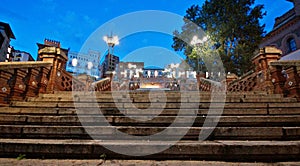 The famous Escalinata in Teruel at nighttime photo