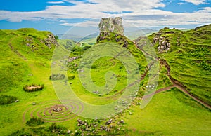 The famous Fairy Glen, located in the hills above the village of Uig on the Isle of Skye in Scotland.