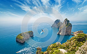 Famous Faraglioni rocks, Capri island, Italy