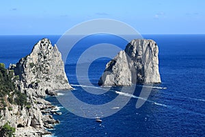 Famous Faraglioni Rocks on the Coast of Capri, Italy