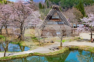 The famous farmhouses in Shirakawa-go village, Japan