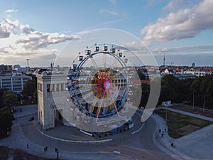 famous ferris wheel at the oktoberfest in munich germany