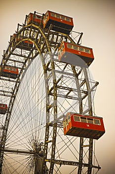 The famous Ferris Wheel in Wien Austria - sepia toned image