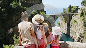 Famous fiordo di furore beach seen from bridge.