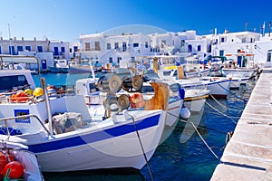 Famous fishing port in Naoussa, Paros island, Greece photo