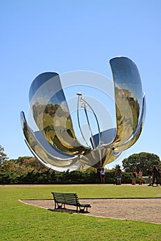 Famous flower sculpture called Floralis Generica, made of steel and aluminum by Argentine Architect Eduardo Catalano, Argentina photo