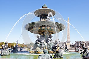 Famous fountain Place de la Concorde, Paris, france, Obelisk of