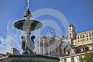 Famous fountain on rossio square the liveliest placa
