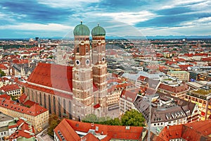 The famous Frauenkirche in Munich, Germany