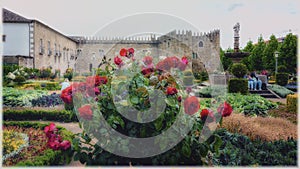 Famous garden near the ruins of the Bishops Castle in Braga, Portugal