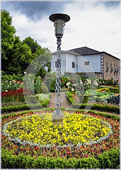 Famous garden near the ruins of the Bishops Castle in Braga, Portugal