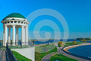 Famous gazebo on the embankment of the Volga river