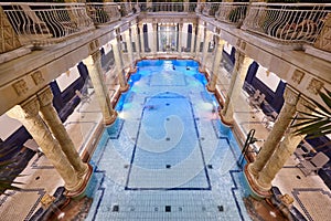 Famous Gellert thermal bath spa with pool in Budapest. Hungary