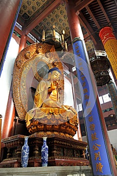 Famous giant seated Buddha at Lingyin Temple