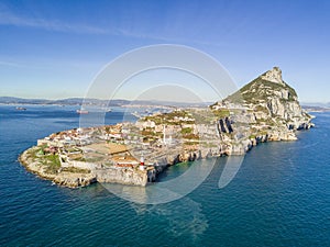 Famous Gibraltar is an oversea British territory bordering Sapin, Iberian Peninsula photo