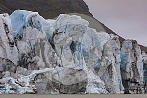 Famous glacier structure on lagoon fjallsarlon in iceland with b