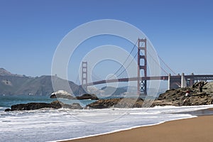 Famous Golden Gate Bridge On The Pacific Ocean In The San Francisco Harbor